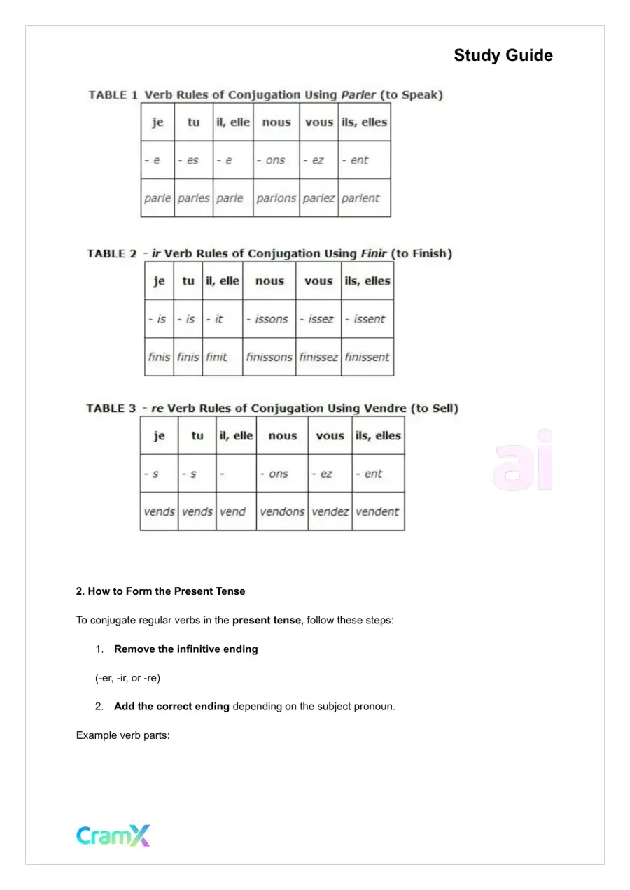 French I - Present Tense of Verbs, page 2