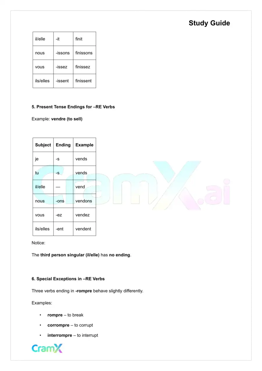 French I - Present Tense of Verbs, page 4