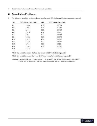 Financial Markets and Institutions, 7th Edition Solution Manual - Page 5 preview image
