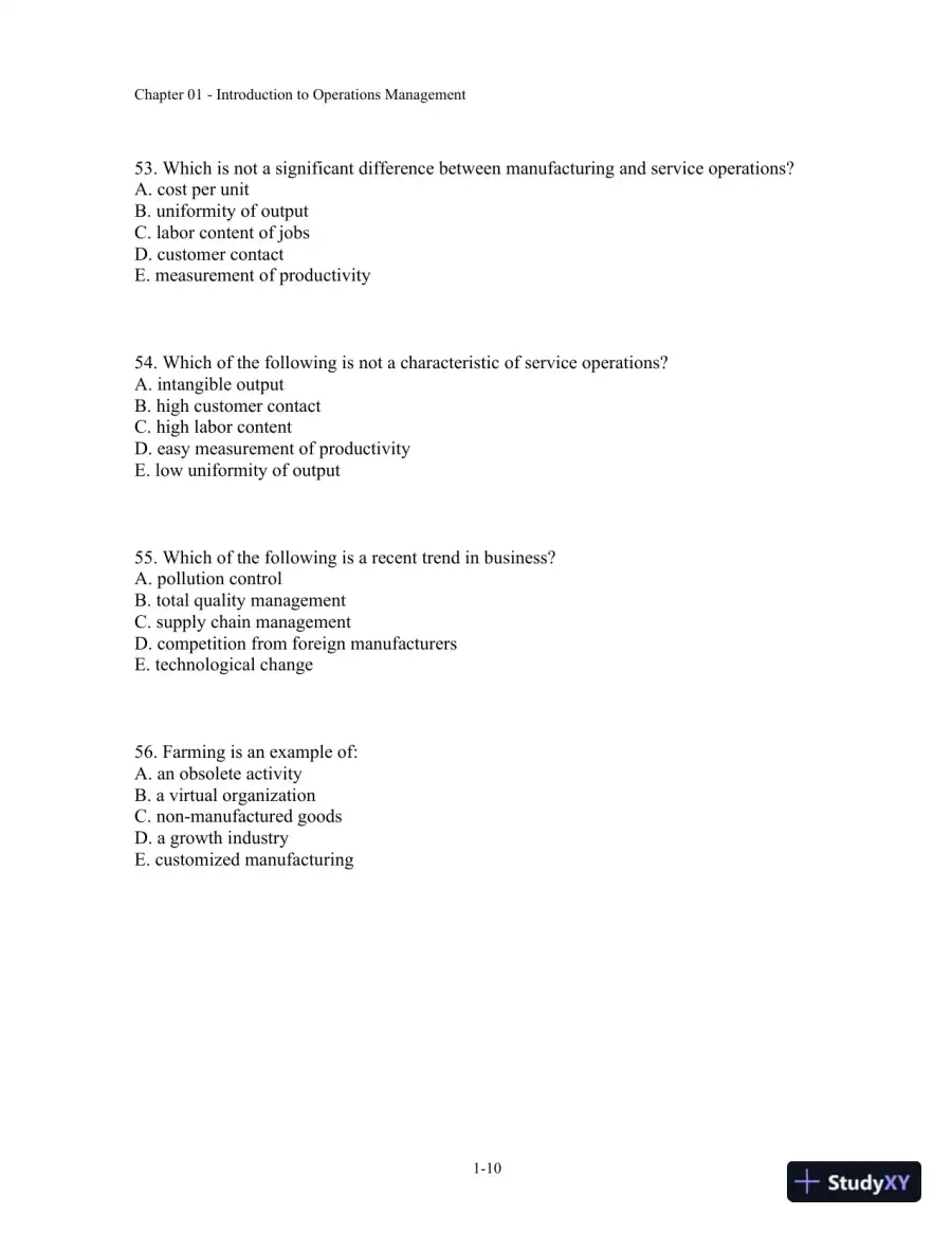 Test Bank For Operations Management, 11th Edition, page 11