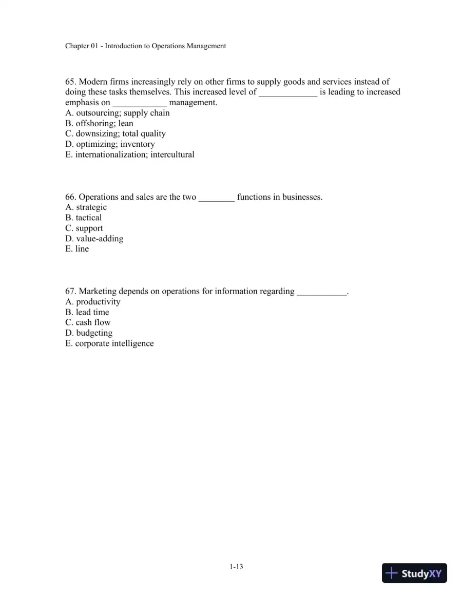 Test Bank For Operations Management, 11th Edition, page 14