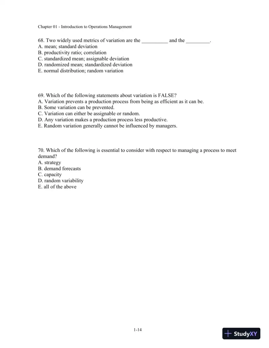 Test Bank For Operations Management, 11th Edition, page 15