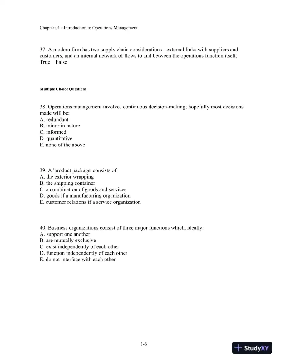 Test Bank For Operations Management, 11th Edition, page 7