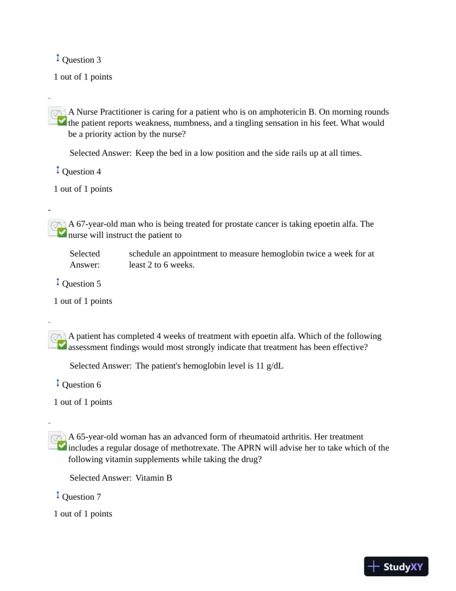 2021 NURS6521 Walden University Pharmacology Final Exam Version 1 With Answers (101 Solved Questions), page 3