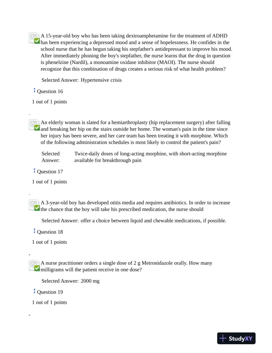 2021 NURS6521 Walden University Pharmacology Final Exam Version 1 With Answers (101 Solved Questions), page 6