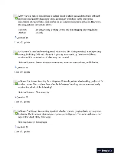 2021 NURS6521 Walden University Pharmacology Final Exam Version 1 With Answers (101 Solved Questions) - Page 8 preview image