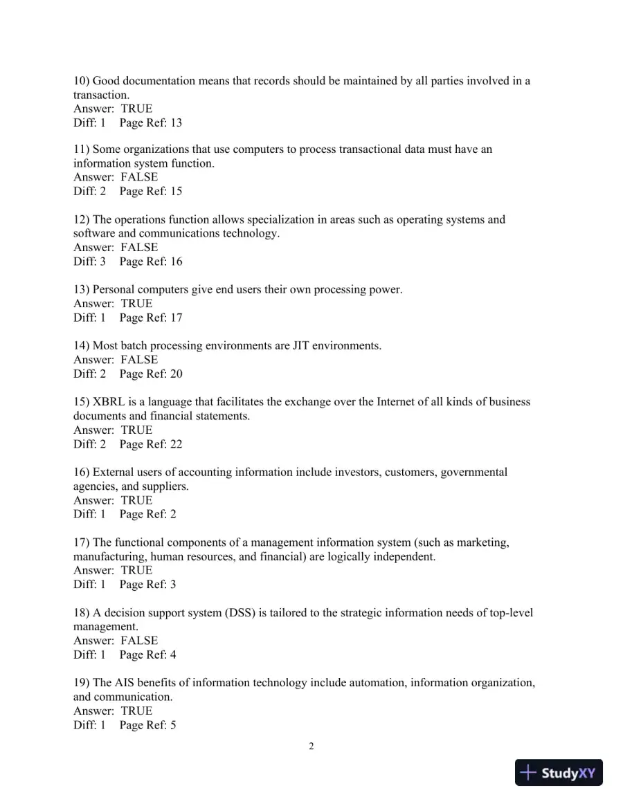 Test Bank For Accounting Information Systems, 10th Edition, page 3