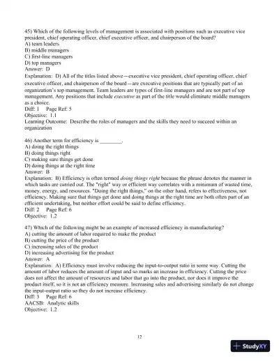 Test Bank For Fundamentals Of Management: Essential Concepts And Applications, 8th Edition - Page 13 preview image