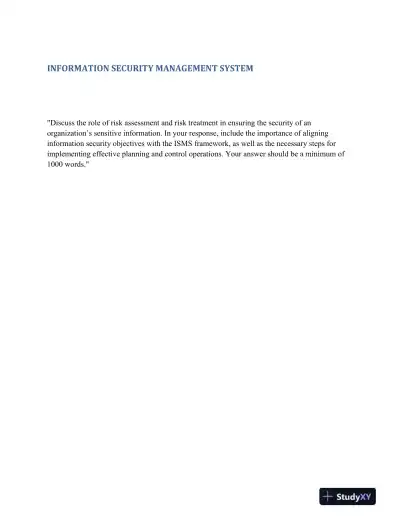 Risk Assessment and Treatment in Information Security Management Systems: Ensuring the Protection of Sensitive Organizational Data - Page 1 preview image