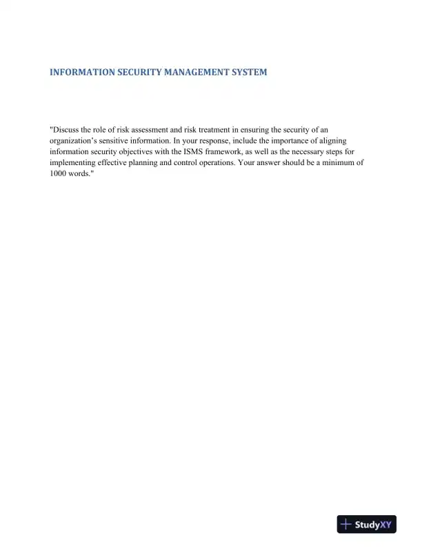Risk Assessment and Treatment in Information Security Management Systems: Ensuring the Protection of Sensitive Organizational Data - Page 1 preview image