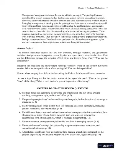 Solution Manual for Fundamentals of Law Office Management, 5th Edition - Page 10 preview image