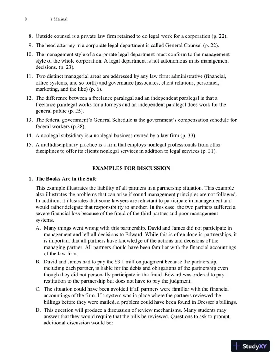 Solution Manual for Fundamentals of Law Office Management, 5th Edition, page 11