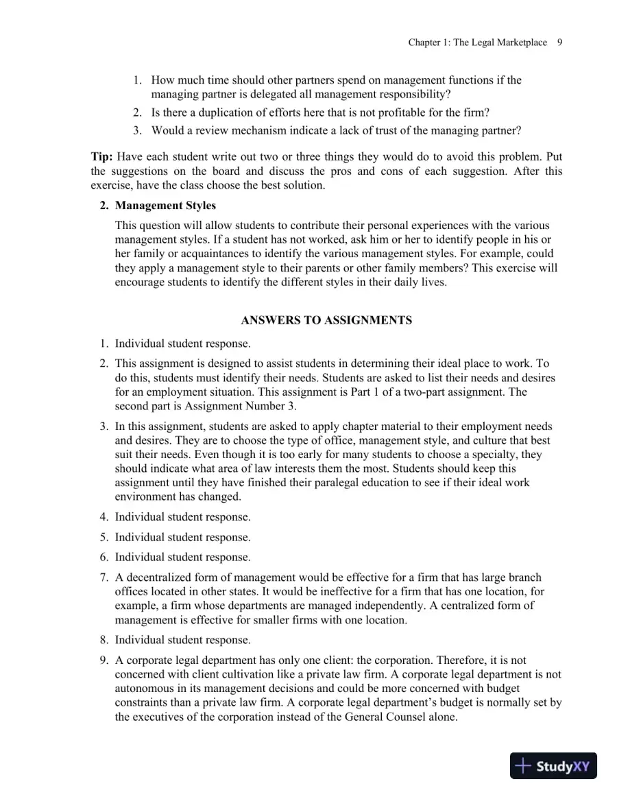 Solution Manual for Fundamentals of Law Office Management, 5th Edition, page 12
