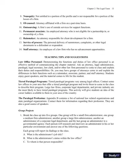 Solution Manual for Fundamentals of Law Office Management, 5th Edition - Page 16 preview image