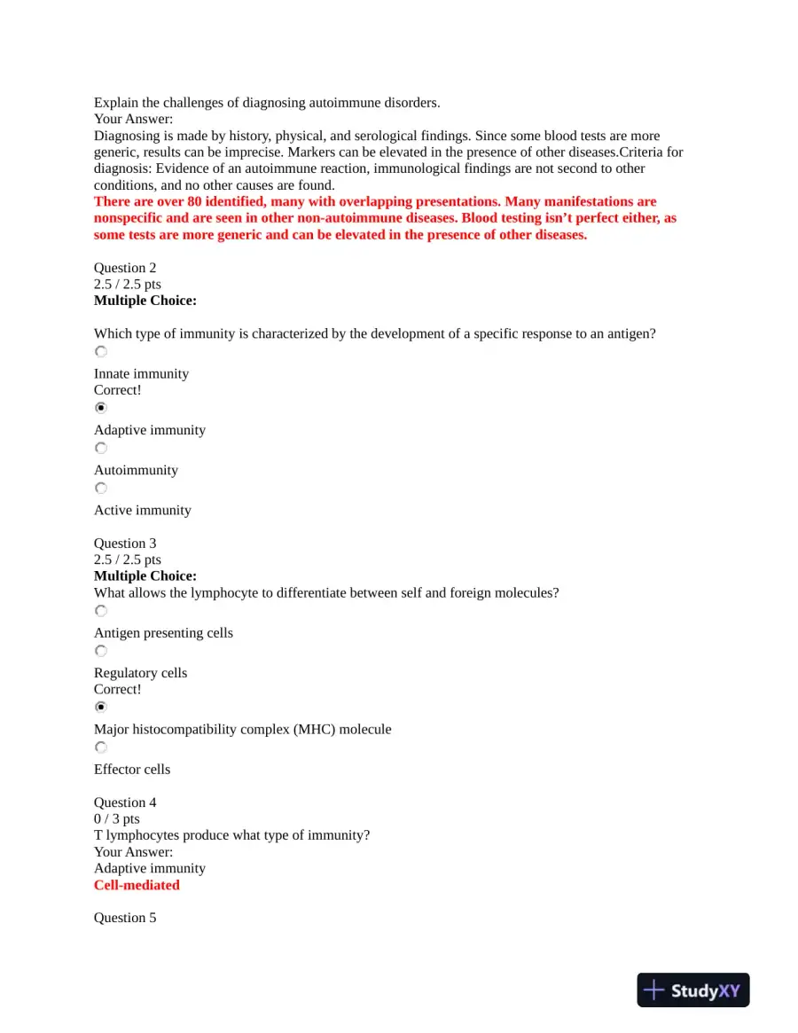 NURS231 Portage Learning Pathophysiology Module Exam 3 With Answers (27 Solved Questions), page 3