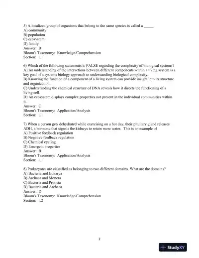 Campbell Biology, 10th Edition Test Bank - Page 3 preview image