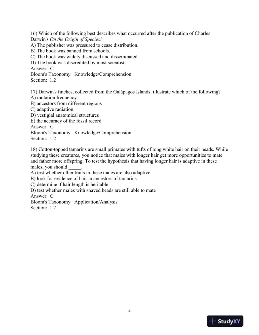 Campbell Biology, 10th Edition Test Bank, page 6