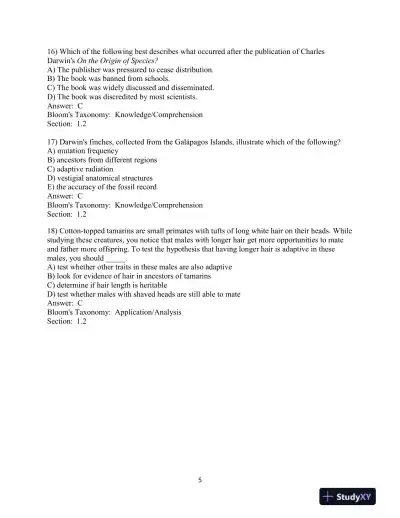 Campbell Biology, 10th Edition Test Bank - Page 6 preview image