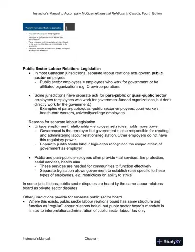 Lecture Notes for Industrial Relations in Canada, 4th Edition - Page 10 preview image