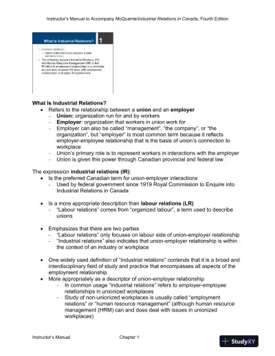 Lecture Notes for Industrial Relations in Canada, 4th Edition - Page 3 preview image