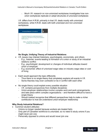Lecture Notes for Industrial Relations in Canada, 4th Edition - Page 4 preview image
