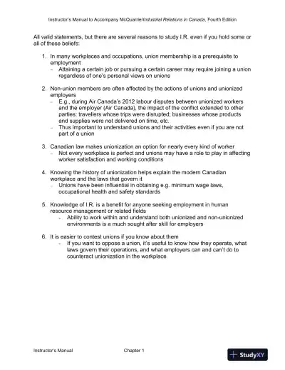 Lecture Notes for Industrial Relations in Canada, 4th Edition - Page 5 preview image