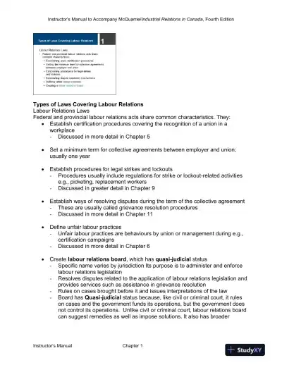 Lecture Notes for Industrial Relations in Canada, 4th Edition - Page 8 preview image