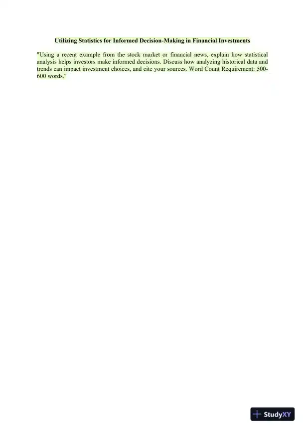 Utilizing Statistics For Informed Decision-Making In Financial Investments - Page 1 preview image