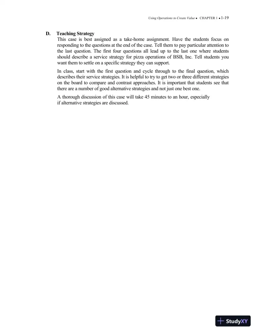 Solution Manual For Operations Management: Processes and Supply Chains, 11th Edition, page 20