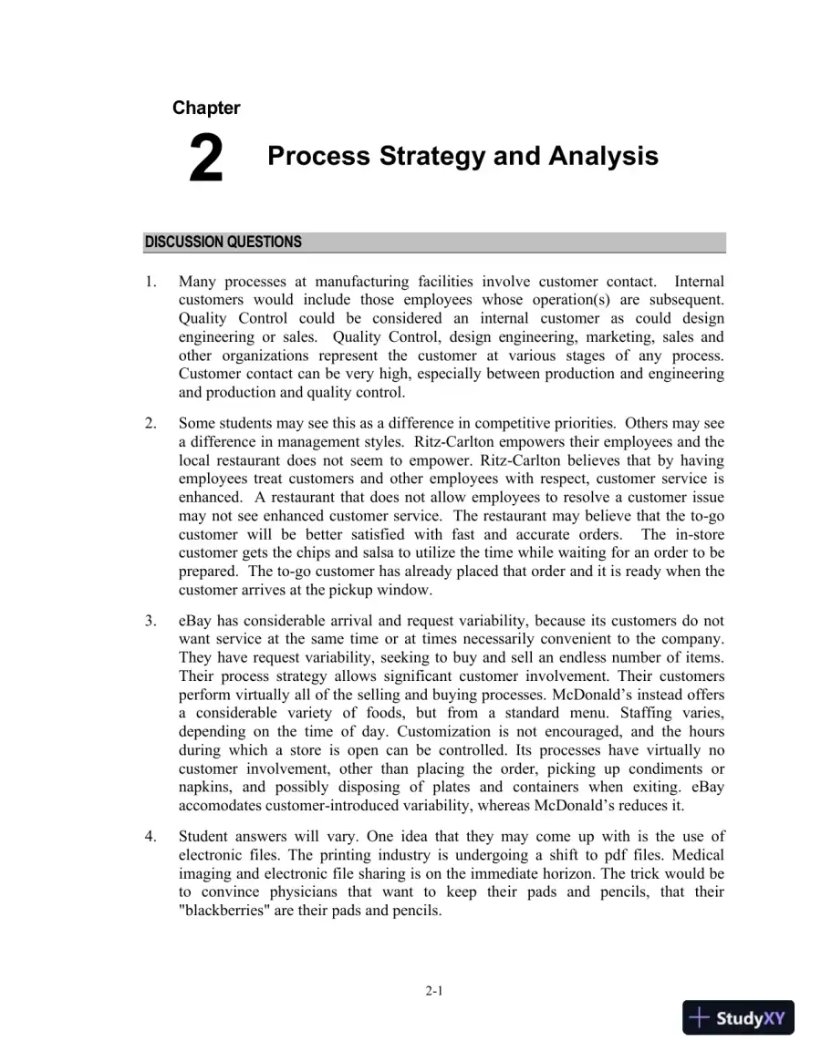 Solution Manual For Operations Management: Processes and Supply Chains, 11th Edition, page 21
