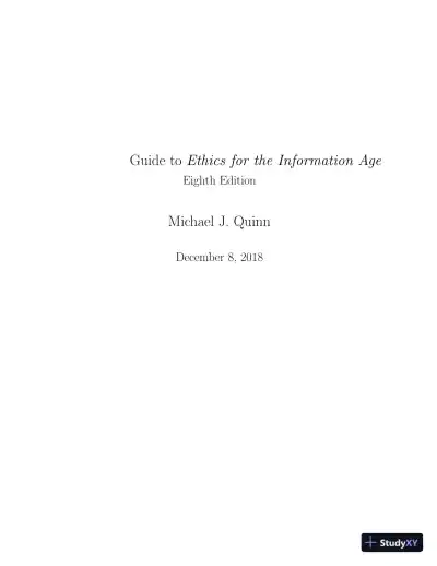 Solution Manual for Ethics for the Information Age, 8th Edition - Page 1 preview image