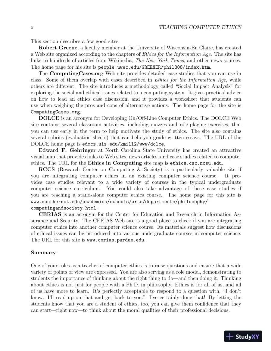 Solution Manual for Ethics for the Information Age, 8th Edition, page 7