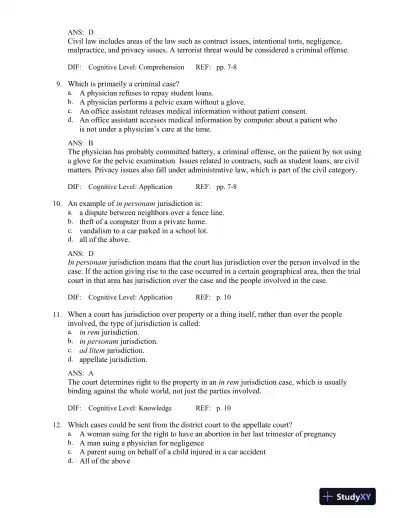 Legal and Ethical Issues for Health Professions 3rd Edition Test Bank - Page 4 preview image
