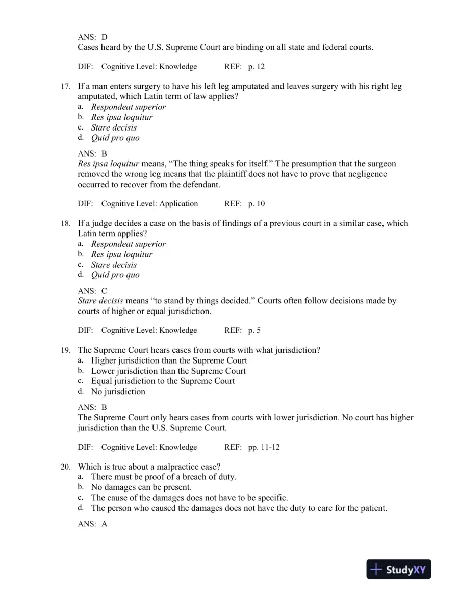 Legal and Ethical Issues for Health Professions 3rd Edition Test Bank, page 6