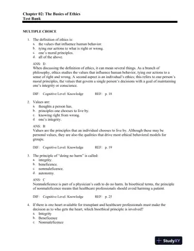 Legal and Ethical Issues for Health Professions 3rd Edition Test Bank - Page 9 preview image