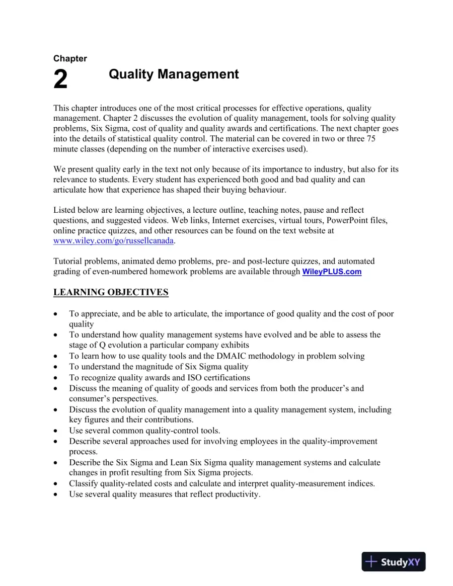 Operations Management: Creating Value Along The Supply Chain, 1st  Canadian Edition Lecture Notes, page 13