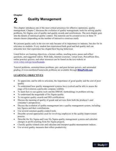 Operations Management: Creating Value Along The Supply Chain, 1st Canadian Edition Lecture Notes - Page 13 preview image