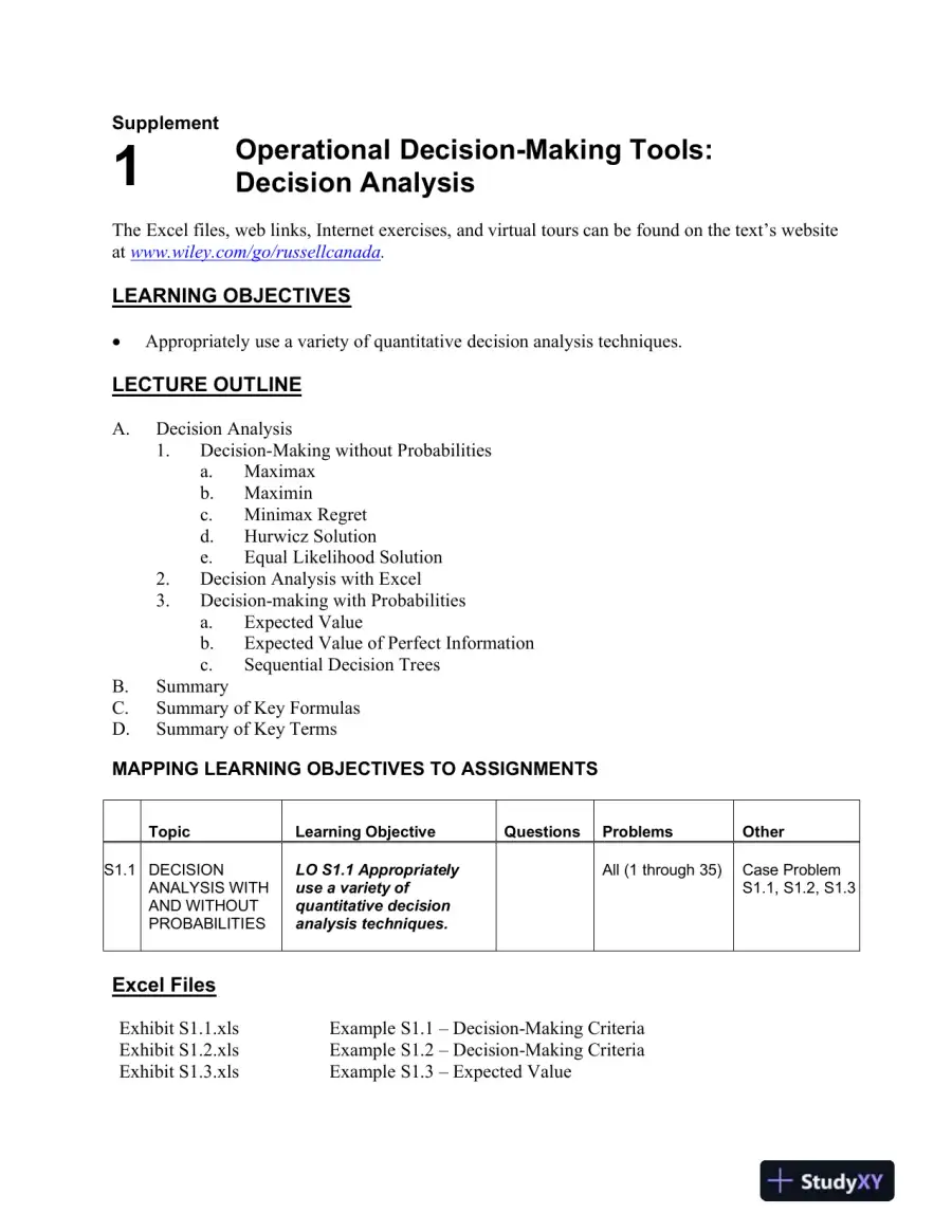 Operations Management: Creating Value Along The Supply Chain, 1st  Canadian Edition Lecture Notes, page 9