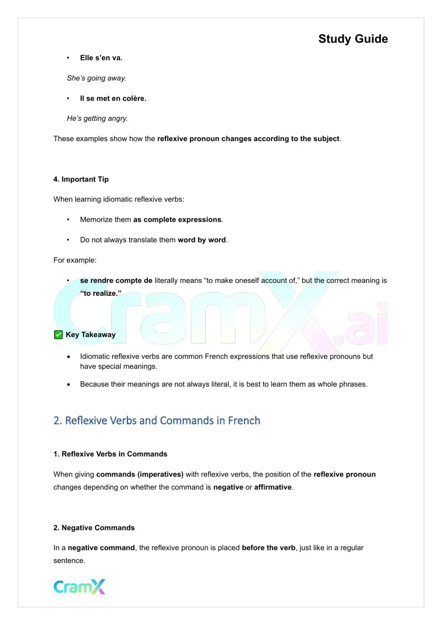 French I - Reflexive Verbs, page 2