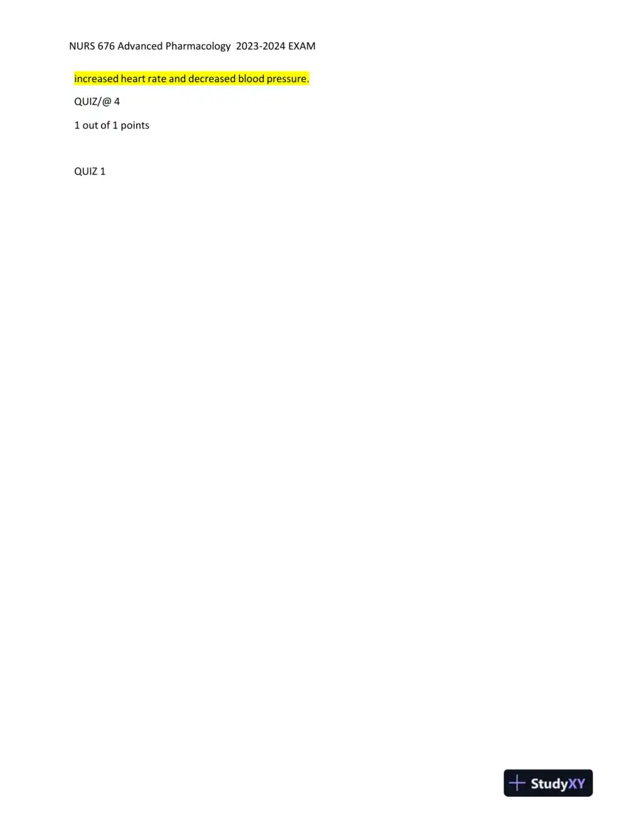 2023-2024 NURS676 Pharmacology Midterm Exam With Answers (101 Solved Questions), page 3
