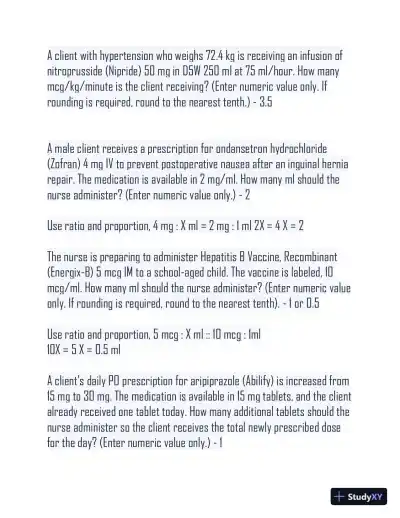HESI Pharmacology Practice Exam With Answers (102 Solved Questions) - Page 5 preview image
