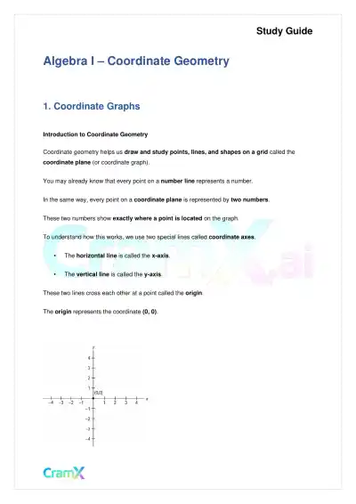 Algebra I – Coordinate Geometry - Page 1 preview image