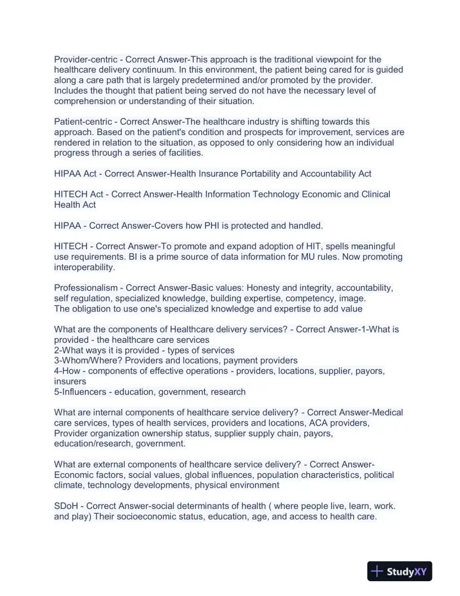 2023 CSBI Health Care Assessment HFMA Exam With Answers (141 Solved Questions), page 3