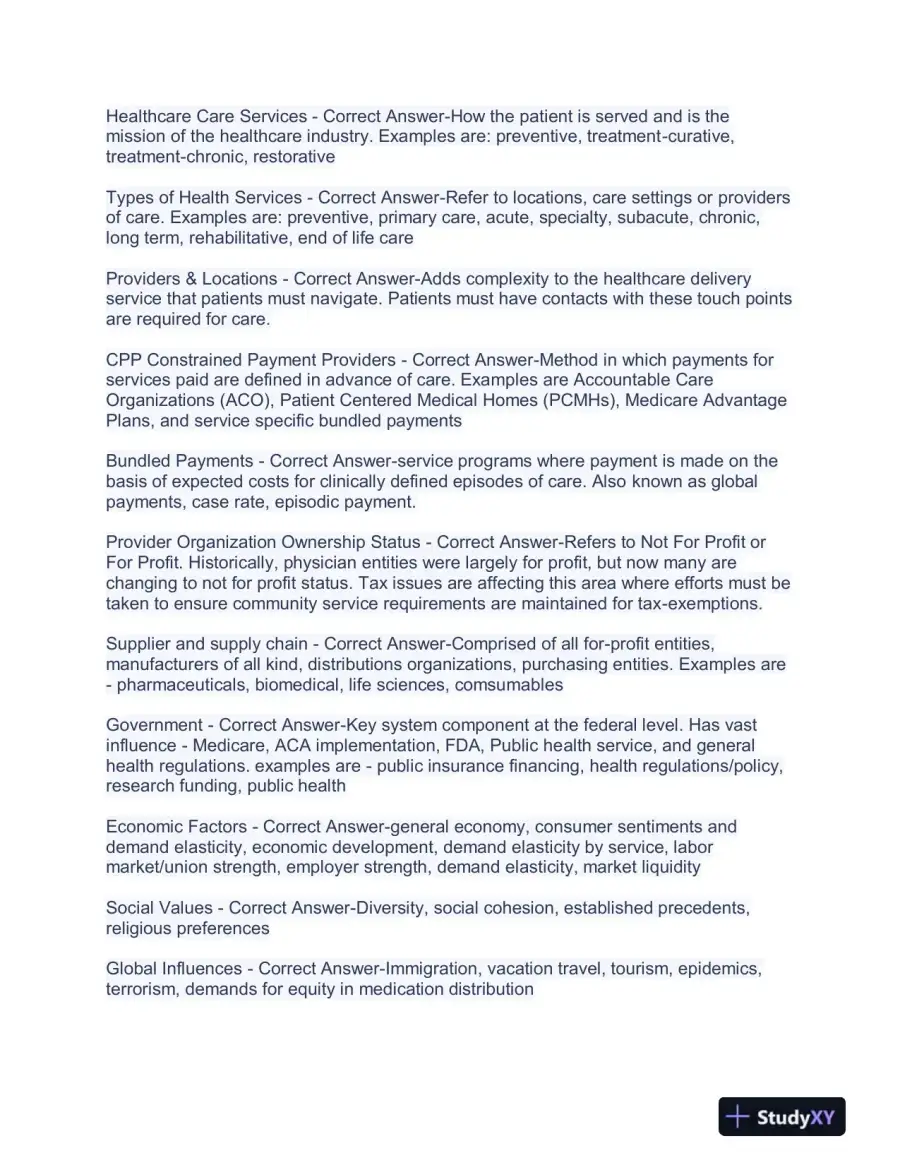 2023 CSBI Health Care Assessment HFMA Exam With Answers (141 Solved Questions), page 4