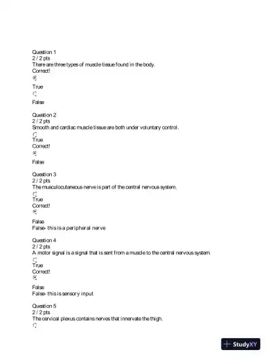 BIOD151 Portage Learning Anatomy and Physiology Module 5 Exam With Answers (26 Solved Questions) - Page 1 preview image