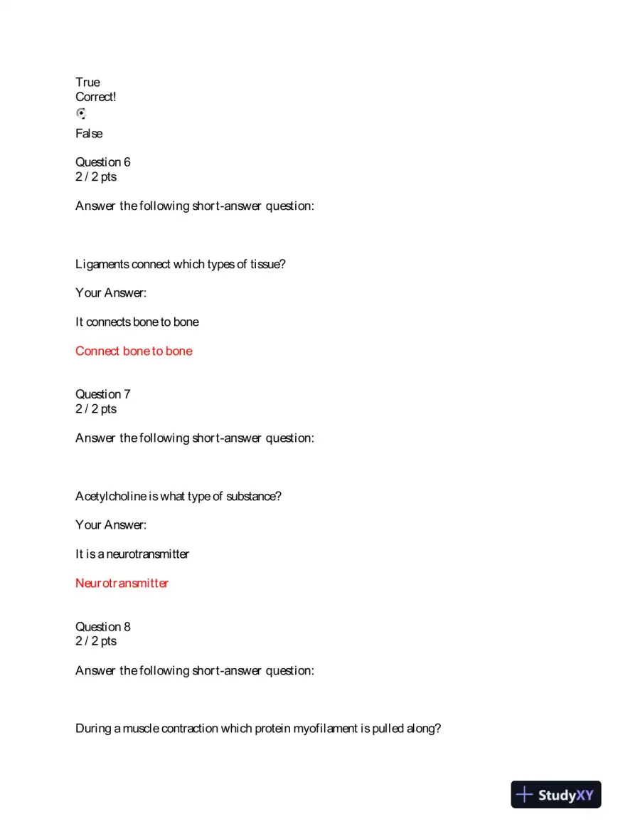 BIOD151 Portage Learning Anatomy and Physiology Module 5 Exam With Answers (26 Solved Questions), page 3