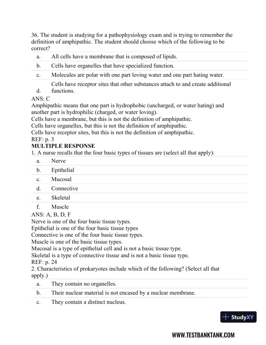Understanding Pathophysiology 6th Edition Test Bank, page 16