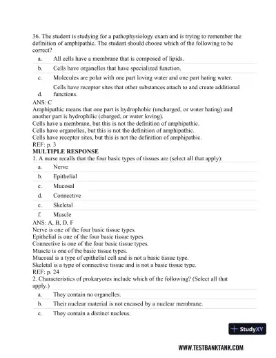 Understanding Pathophysiology 6th Edition Test Bank - Page 16 preview image