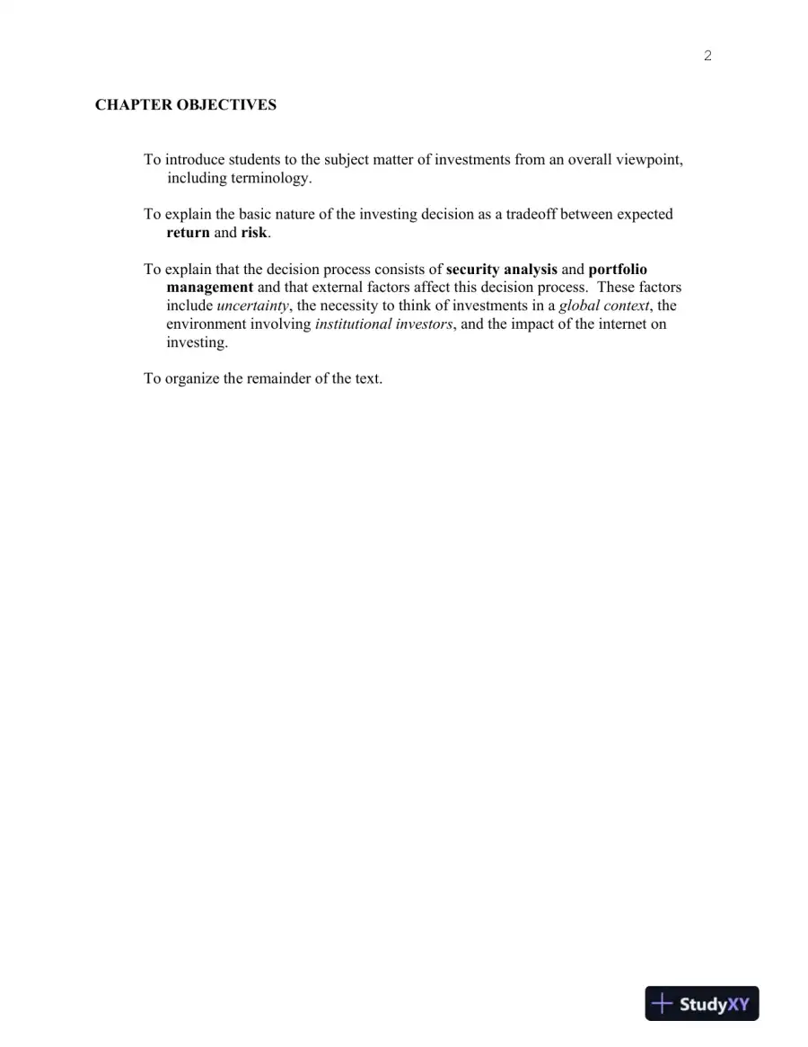 Investments, Binder Ready Version: Analysis and Management, 13th Edition Solution Manual, page 3