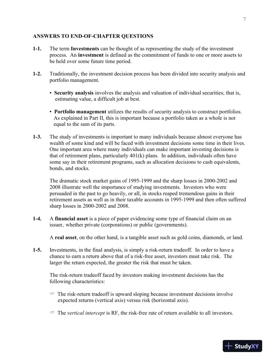 Investments, Binder Ready Version: Analysis and Management, 13th Edition Solution Manual, page 8